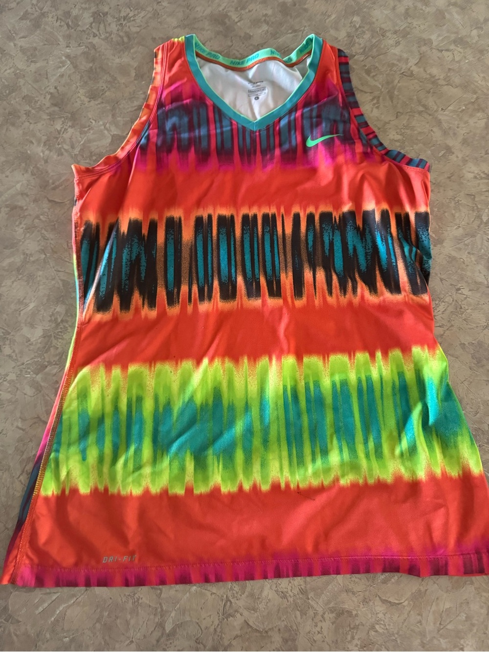 Nike Women's Bright Multicolor Athletic Tank Top - Orange, Neon Yellow, Teal
